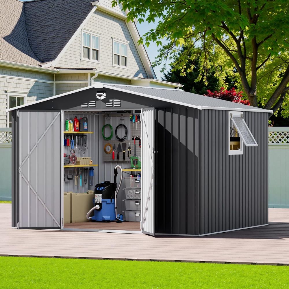Gardening Tools Storage - 10x8 Outdoor Metal Storage Shed with