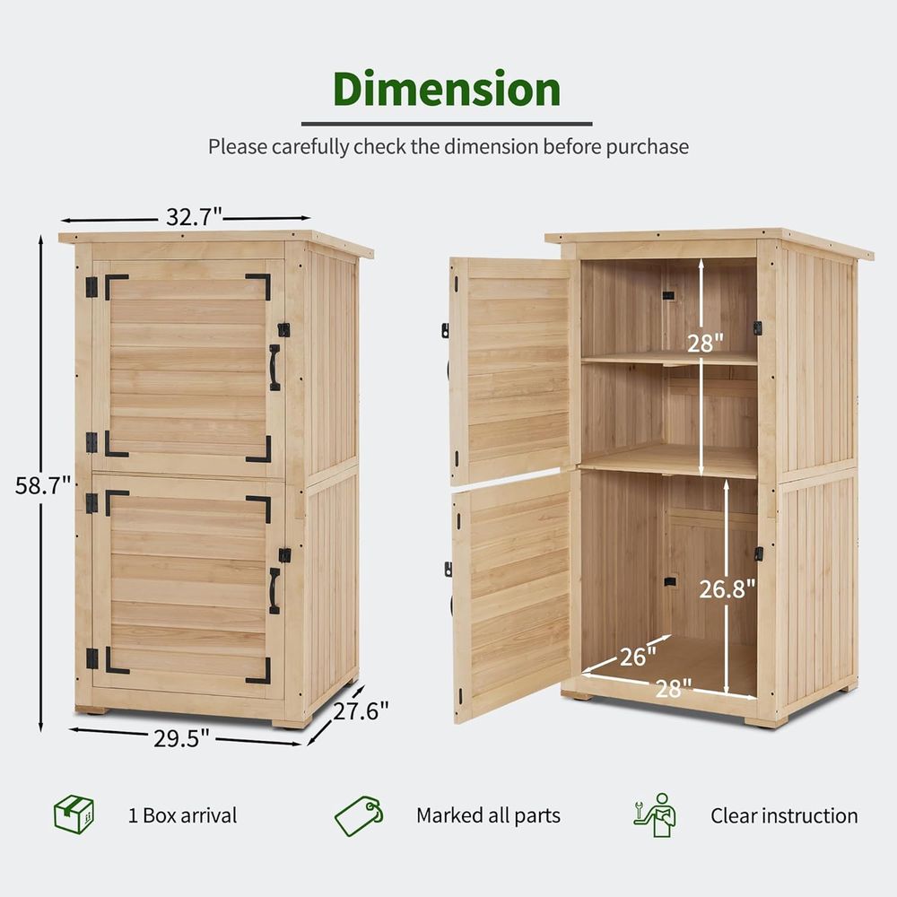 30 Natural Wood Outdoor Storag - Gardening Tools Storage avaliação e preço