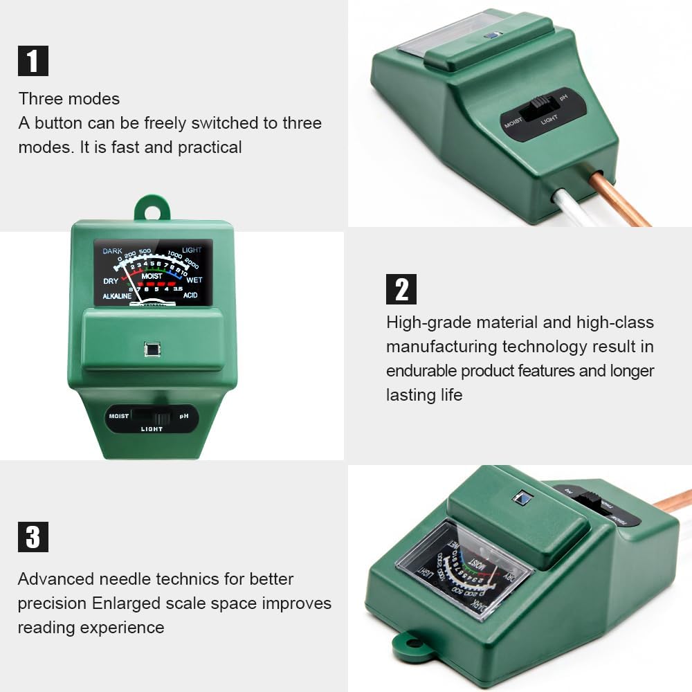 Soil pH Meter, MS02 3-in-1 Soi - Moisture Meter Plant avaliação e preço
