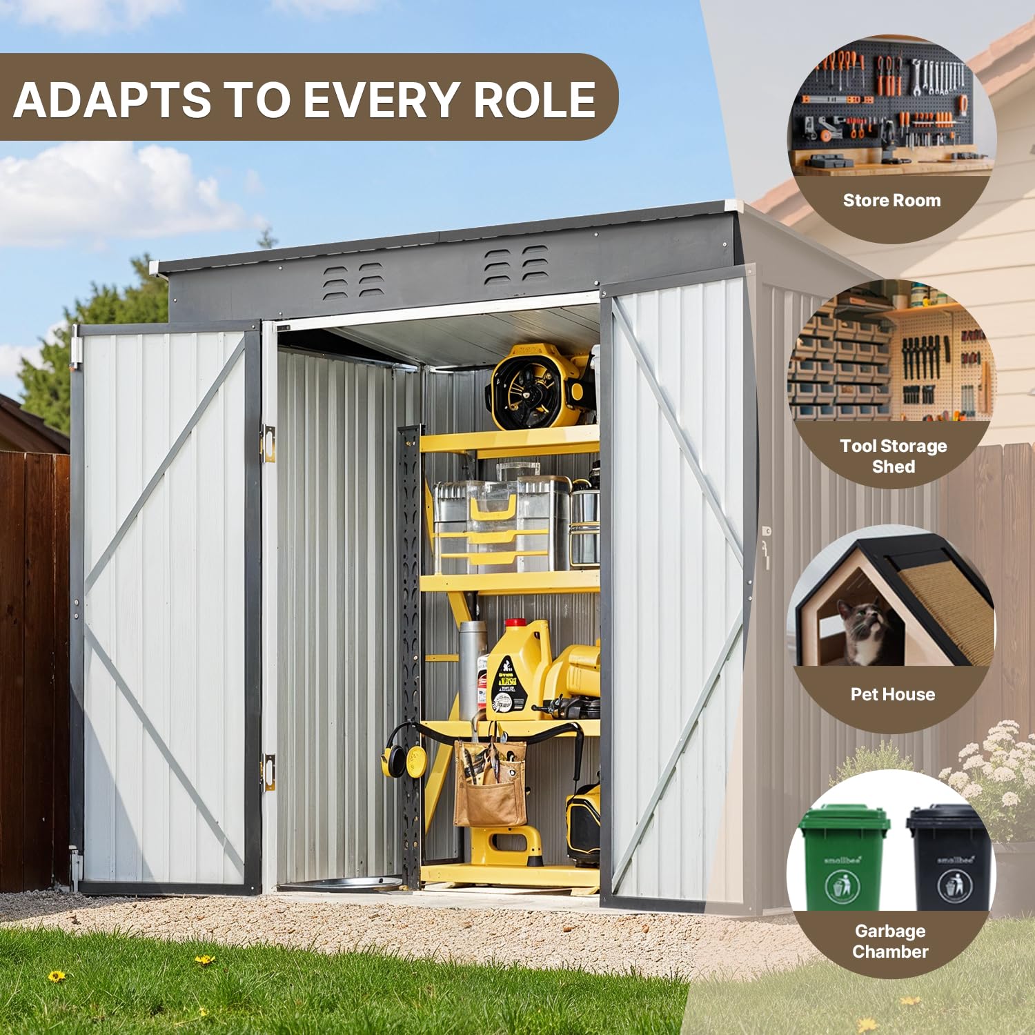 6x4ft Metal Outdoor Storage Sh - Gardening Tools Storage avaliação e preço