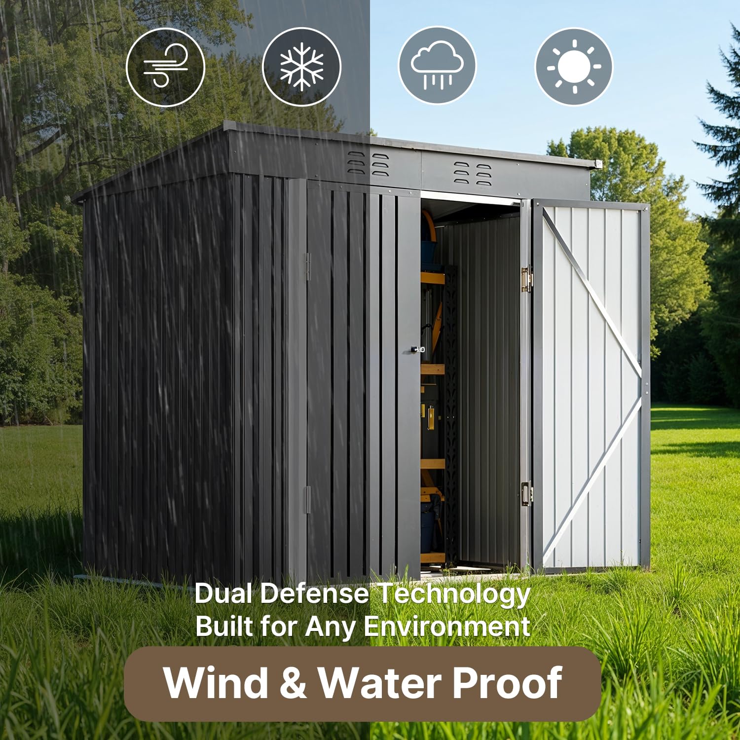 6x4ft Metal Outdoor Storage Sh - Gardening Tools Storage avaliação e preço