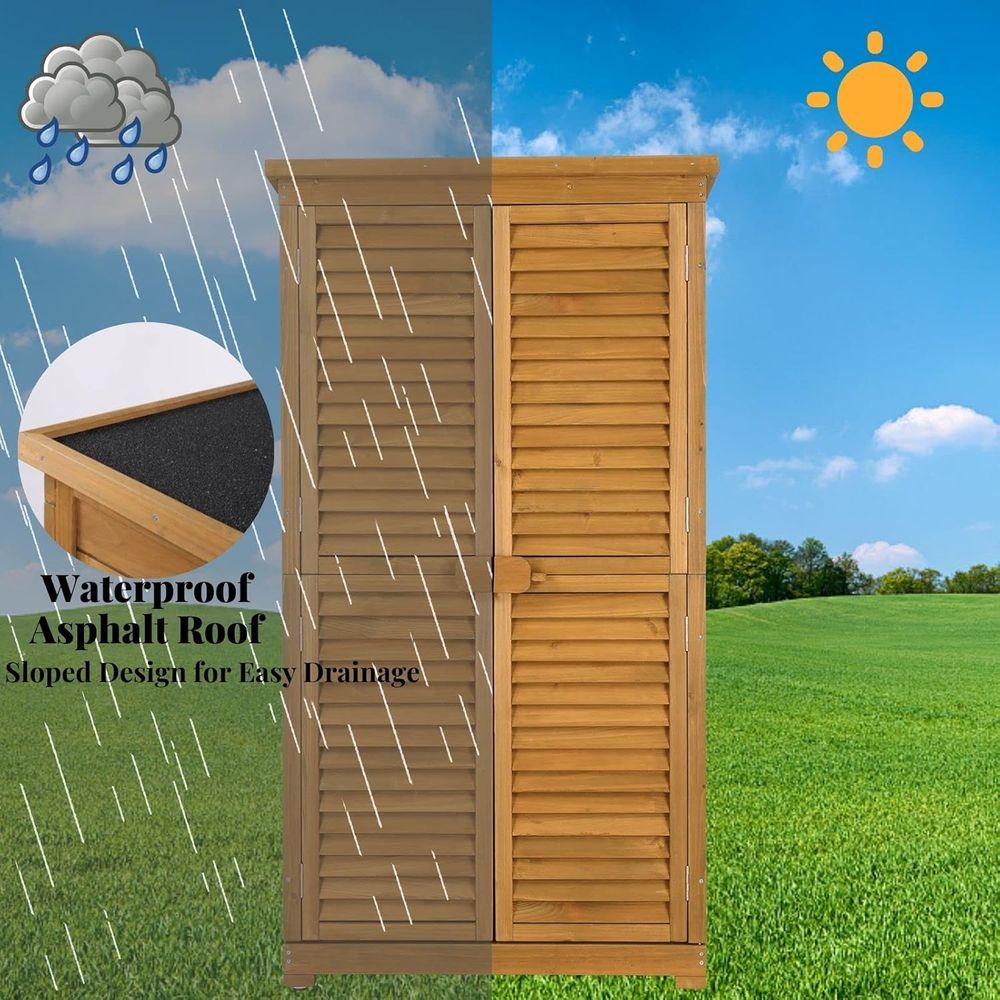 63in Natural Wooden Outdoor St - Gardening Tools Storage avaliação e preço