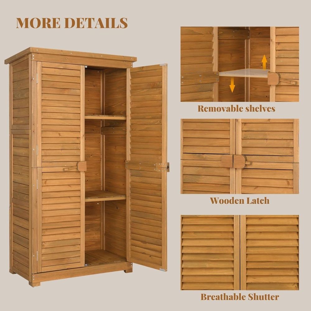 63in Natural Wooden Outdoor St - Gardening Tools Storage avaliação e preço
