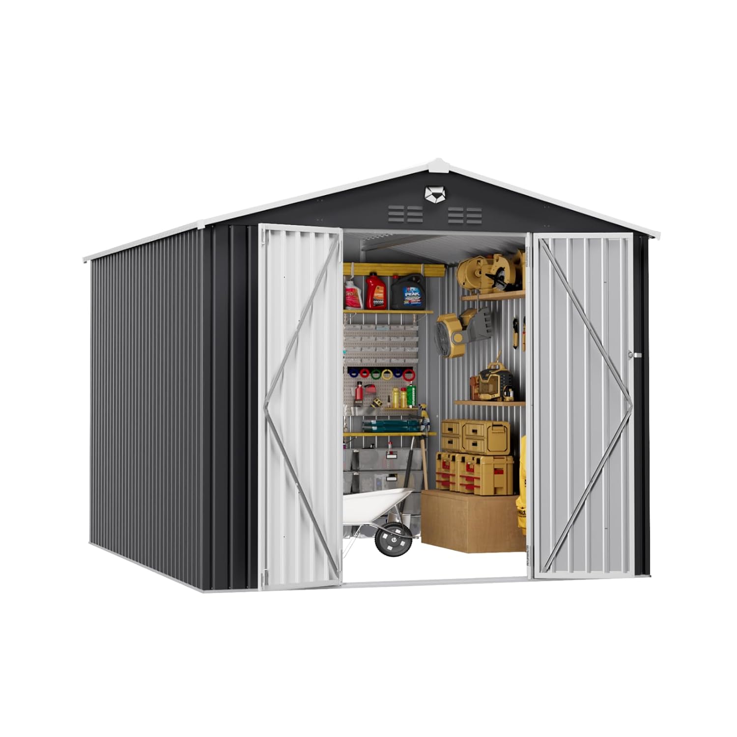 10x12 FT Metal Outdoor Storage - Gardening Tools Storage avaliação e preço
