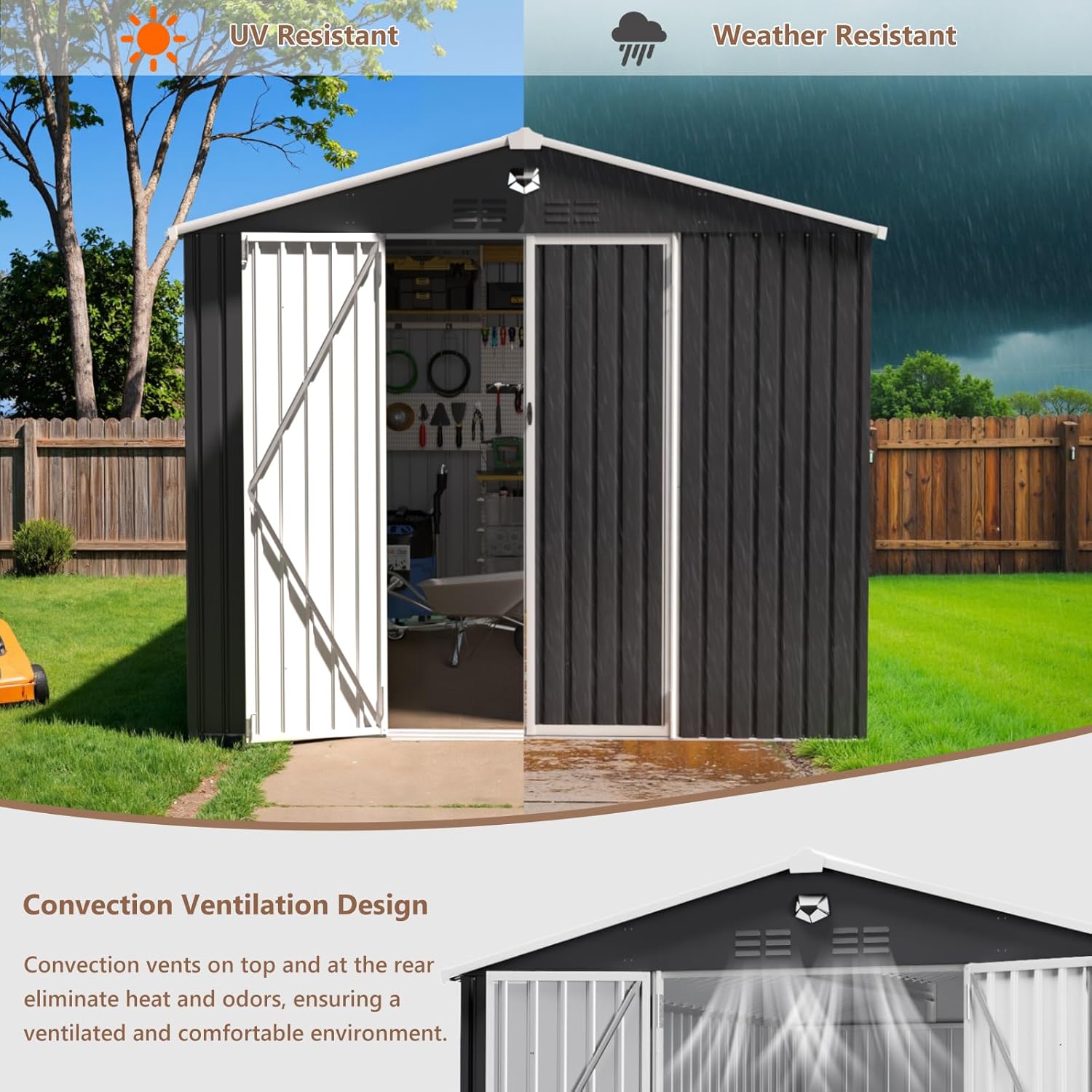 10x12 FT Metal Outdoor Storage - Gardening Tools Storage avaliação e preço