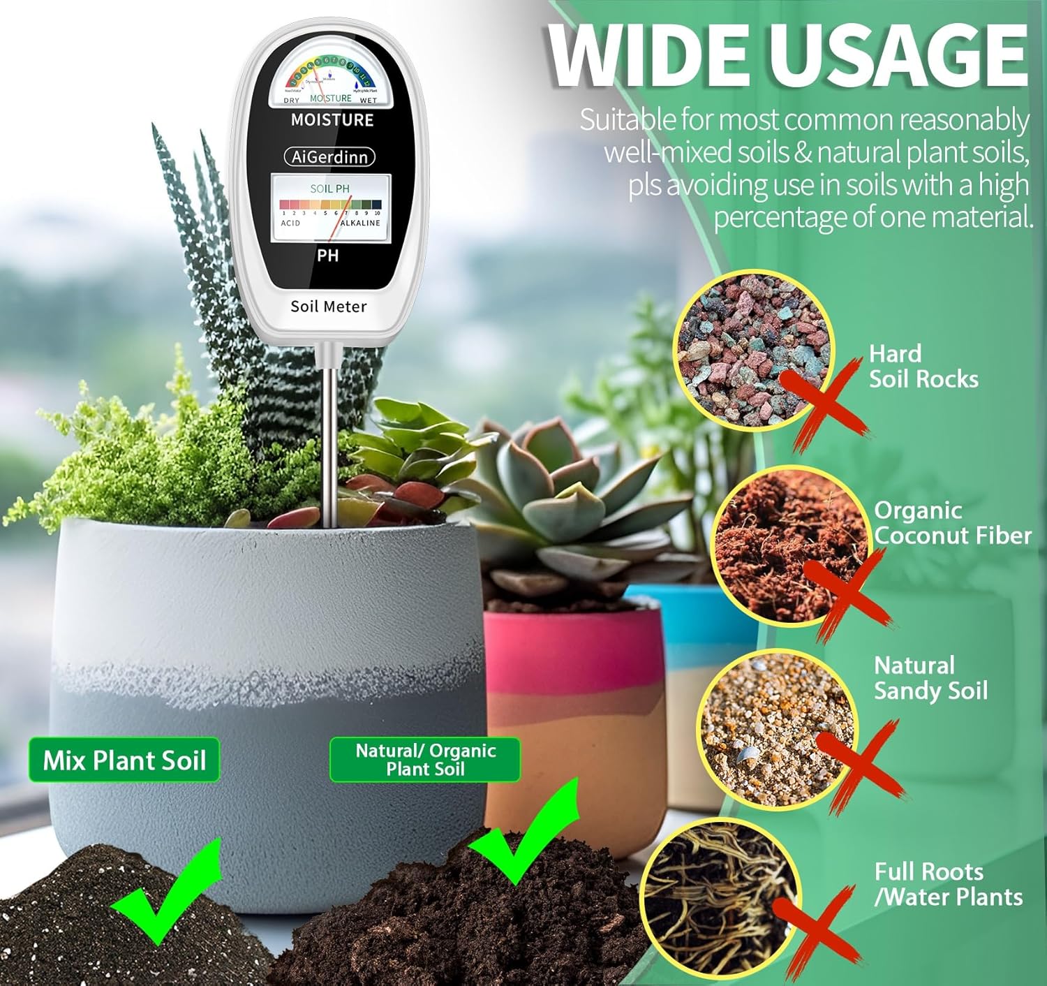 2-in-1 Soil Moisture & pH Mete - Moisture Meter Plant avaliação e preço