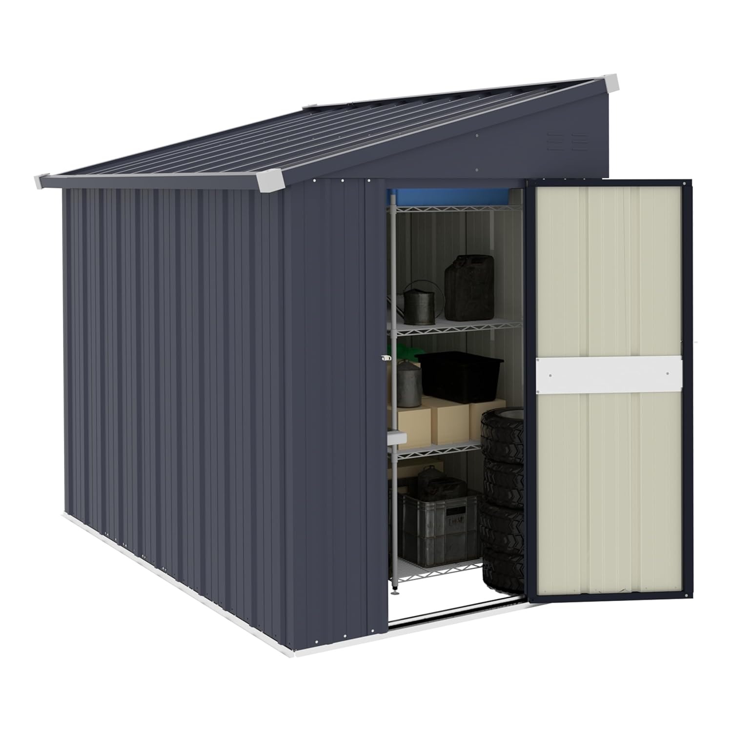4x6FT Metal Outdoor Storage Sh - Gardening Tools Storage avaliação e preço