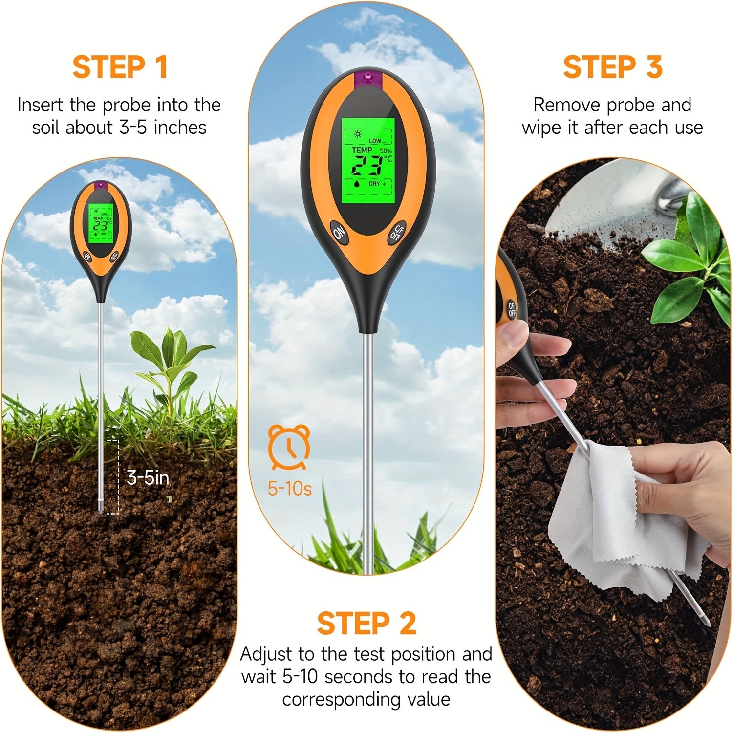 Soil PH Tester 4 in 1 PH Soil  - Moisture Meter Plant avaliação e preço