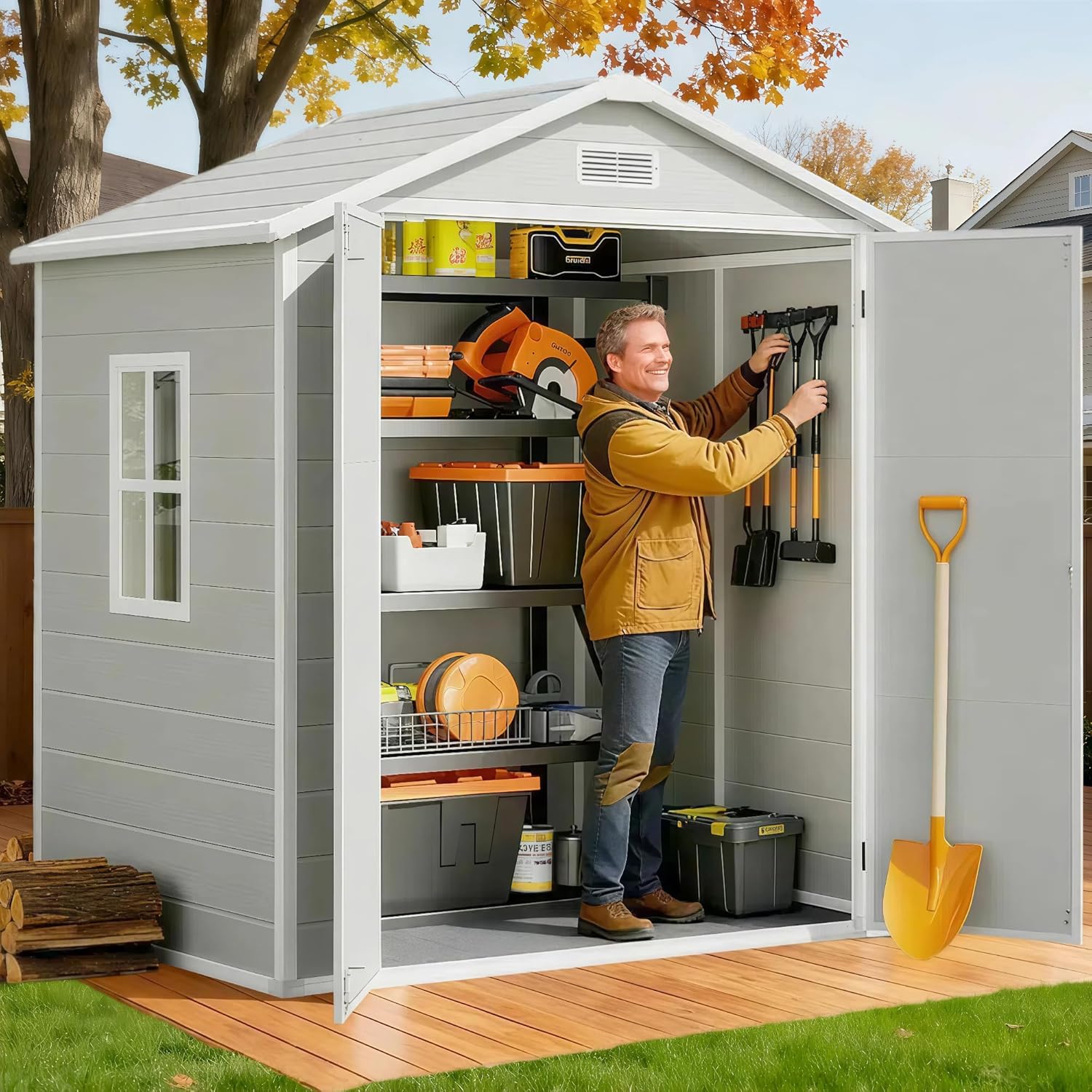 All-Weather Resin Outdoor Stor - Gardening Tools Storage avaliação e preço