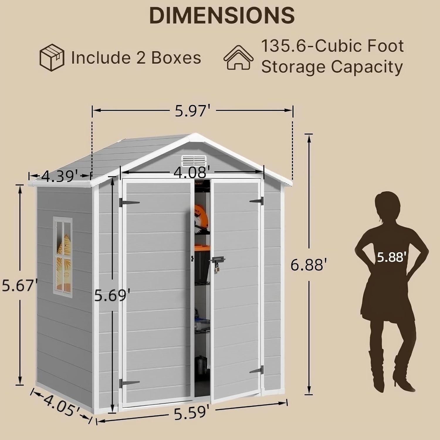 All-Weather Resin Outdoor Stor - Gardening Tools Storage avaliação e preço