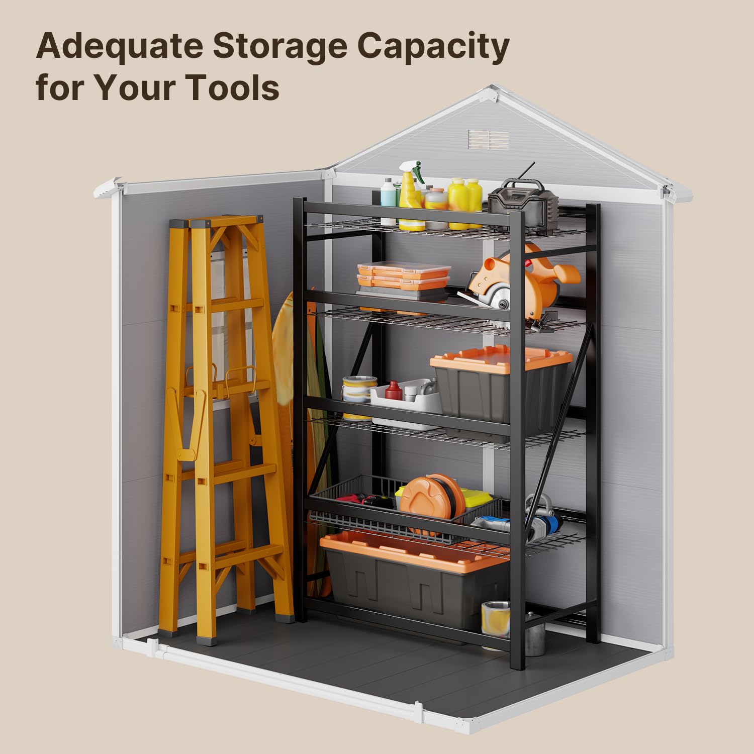 All-Weather Resin Outdoor Stor - Gardening Tools Storage avaliação e preço