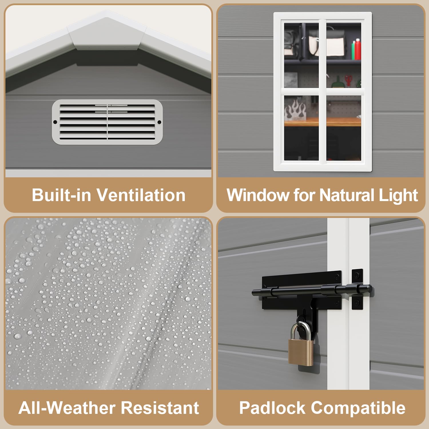 All-Weather Resin Outdoor Stor - Gardening Tools Storage avaliação e preço