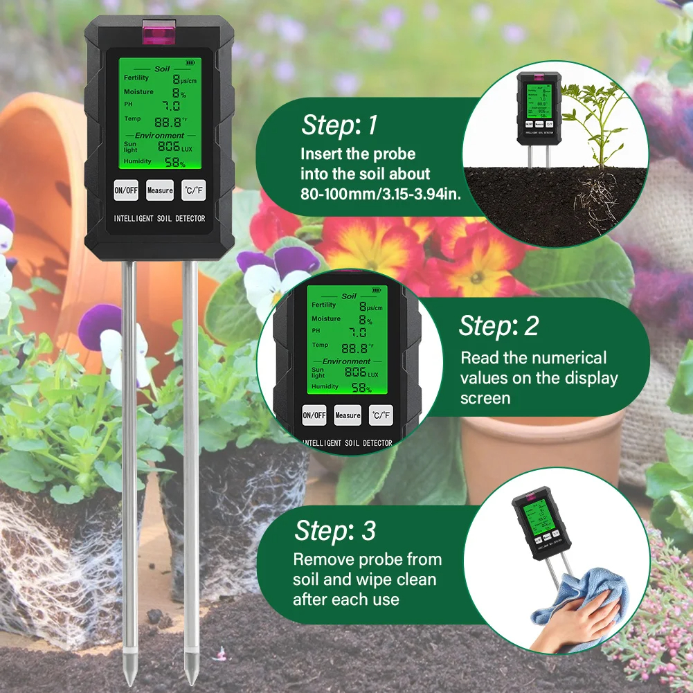ST03 Six-in-One Soil Tester Mo - Moisture Meter Plant avaliação e preço