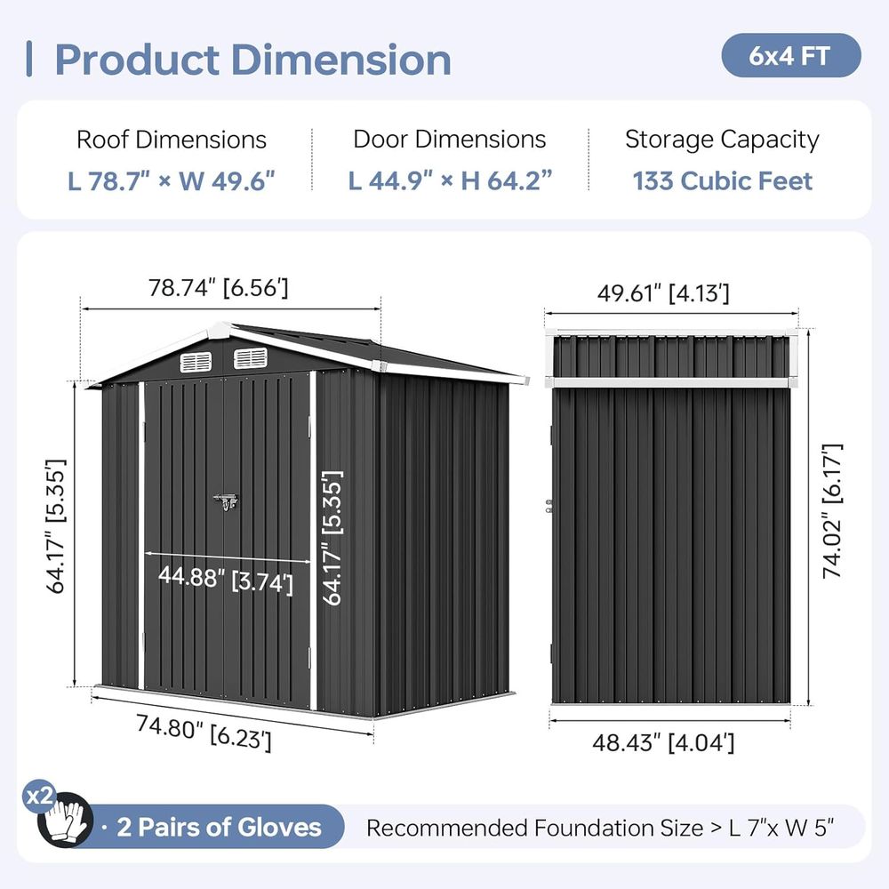 6x4 Outdoor Storage Shed, Meta - Gardening Tools Storage avaliação e preço