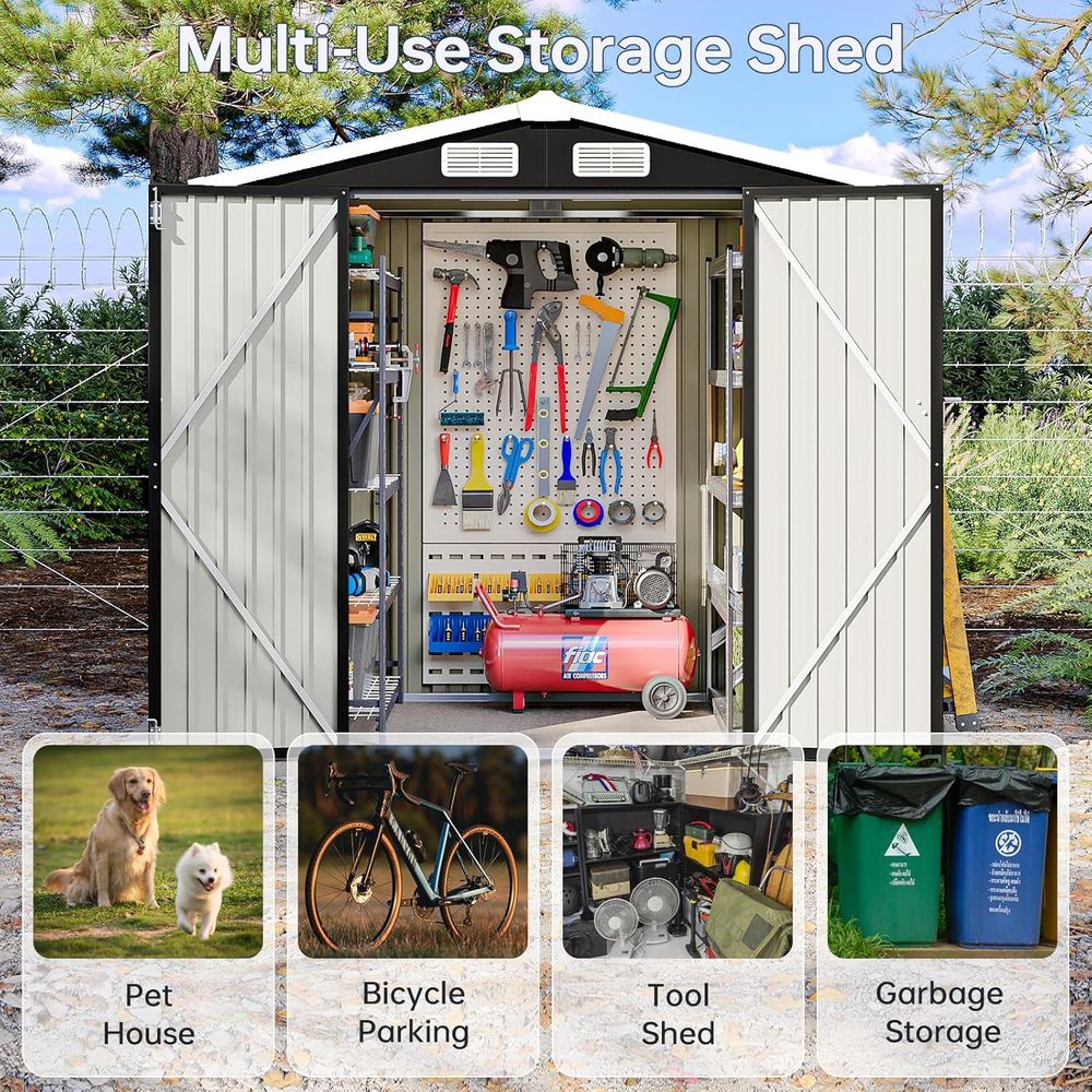 6x4 Outdoor Storage Shed, Meta - Gardening Tools Storage avaliação e preço