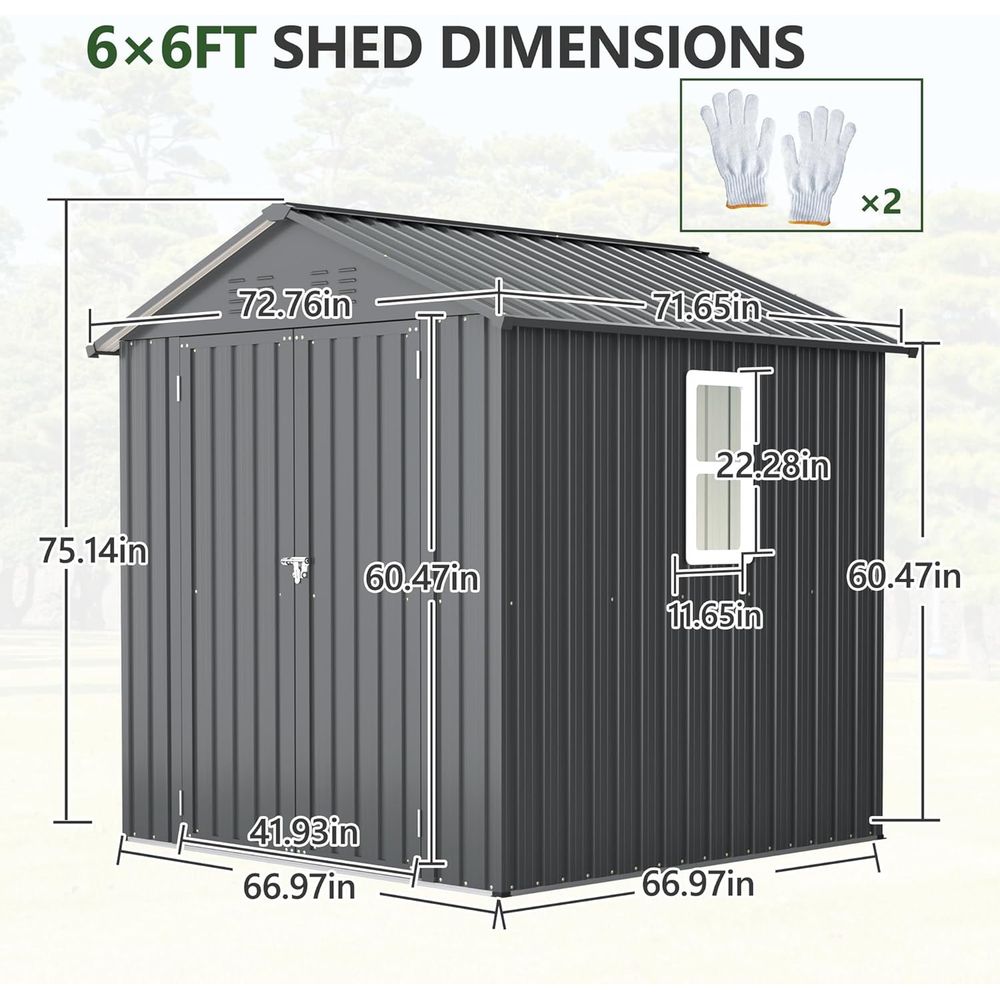 6x6 Metal Outdoor Storage Shed - Gardening Tools Storage avaliação e preço