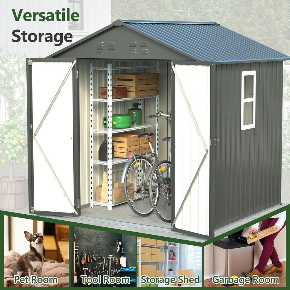 6x6 Metal Outdoor Storage Shed - Gardening Tools Storage avaliação e preço