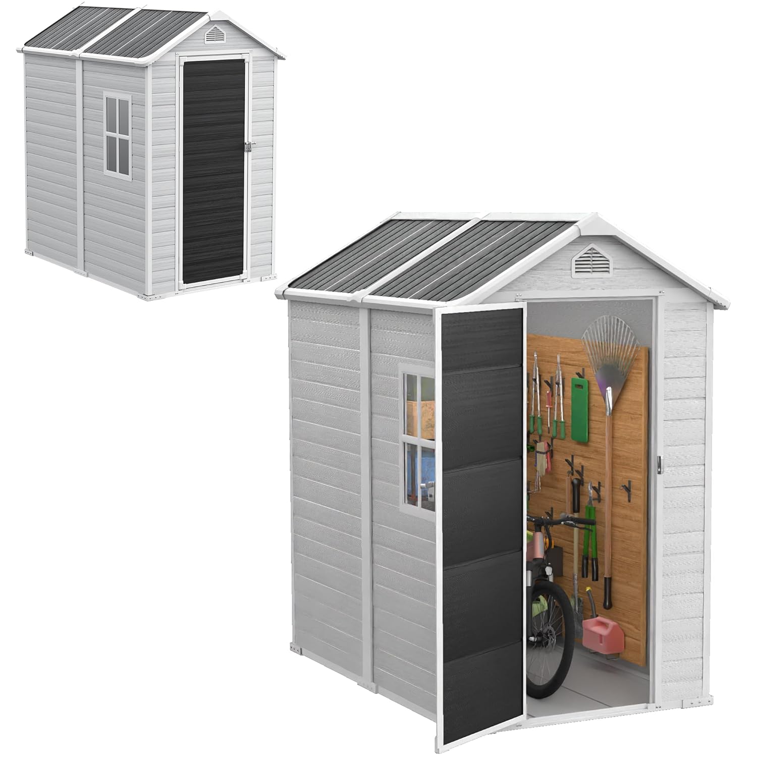 4x6 FT Plastic Storage Shed Wa - Gardening Tools Storage avaliação e preço