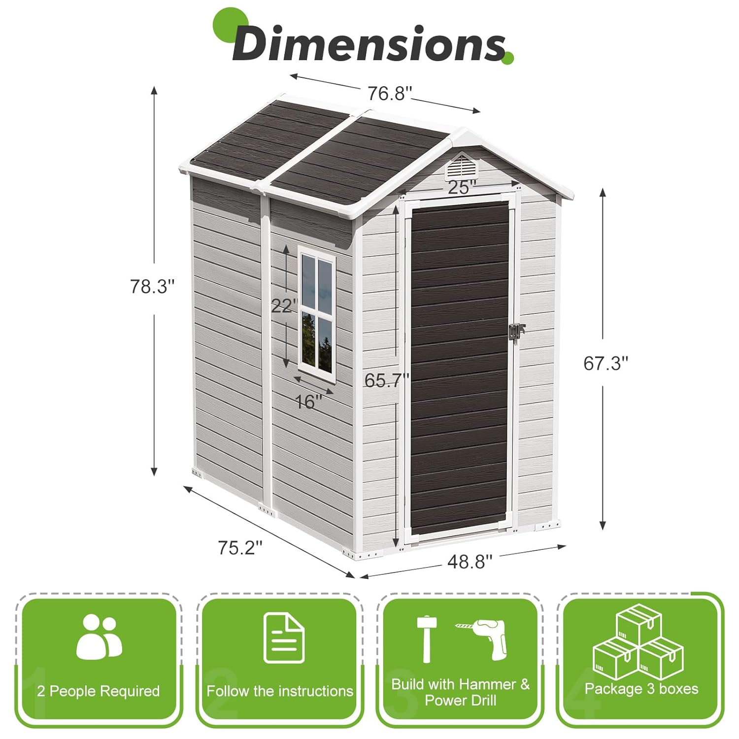 4x6 FT Plastic Storage Shed Wa - Gardening Tools Storage avaliação e preço