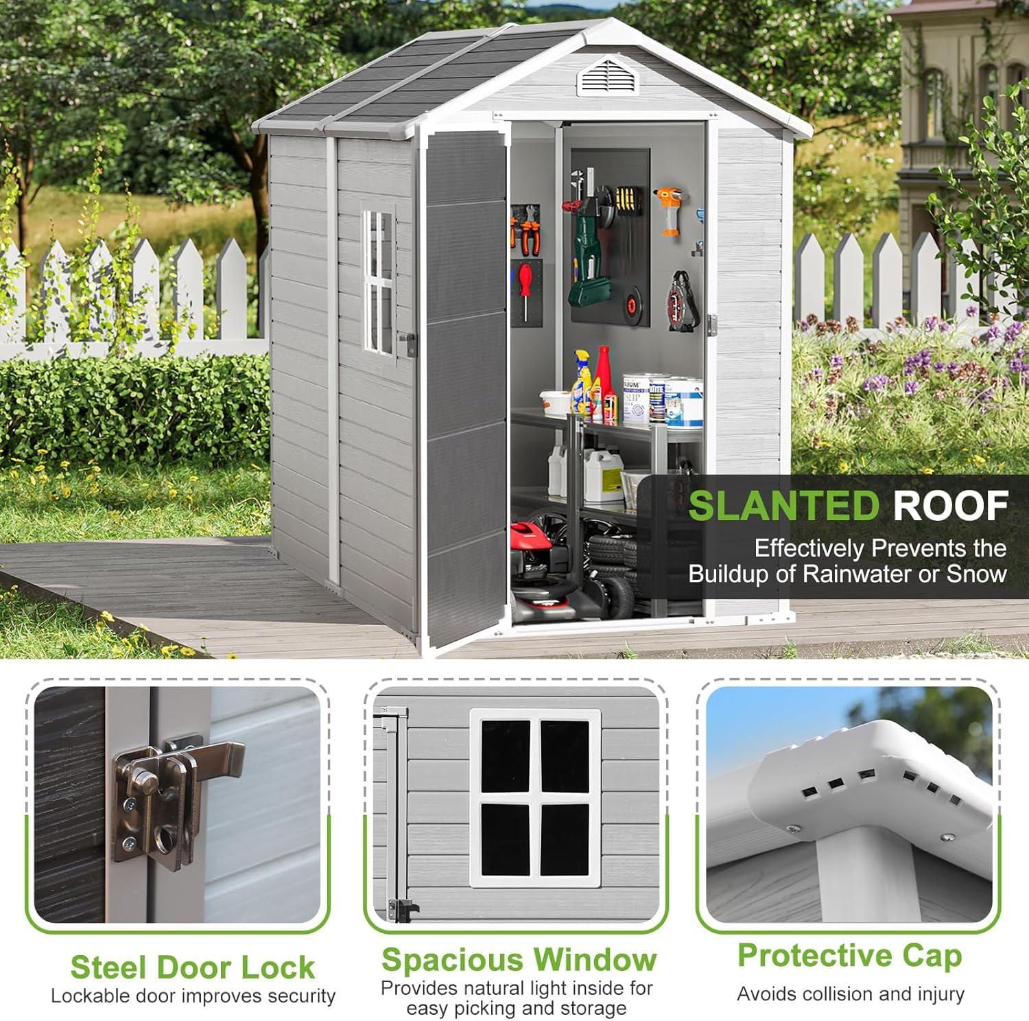 4x6 FT Plastic Storage Shed Wa - Gardening Tools Storage avaliação e preço