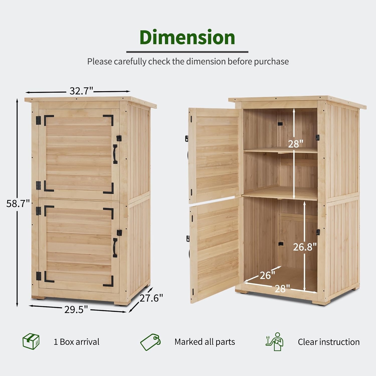 30in Deep Wood Outdoor Storage - Gardening Tools Storage avaliação e preço