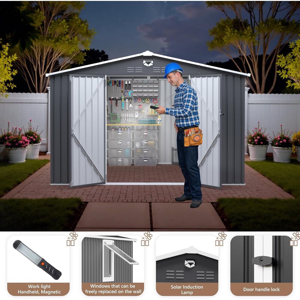 10x8 Outdoor Metal Storage She - Gardening Tools Storage avaliação e preço