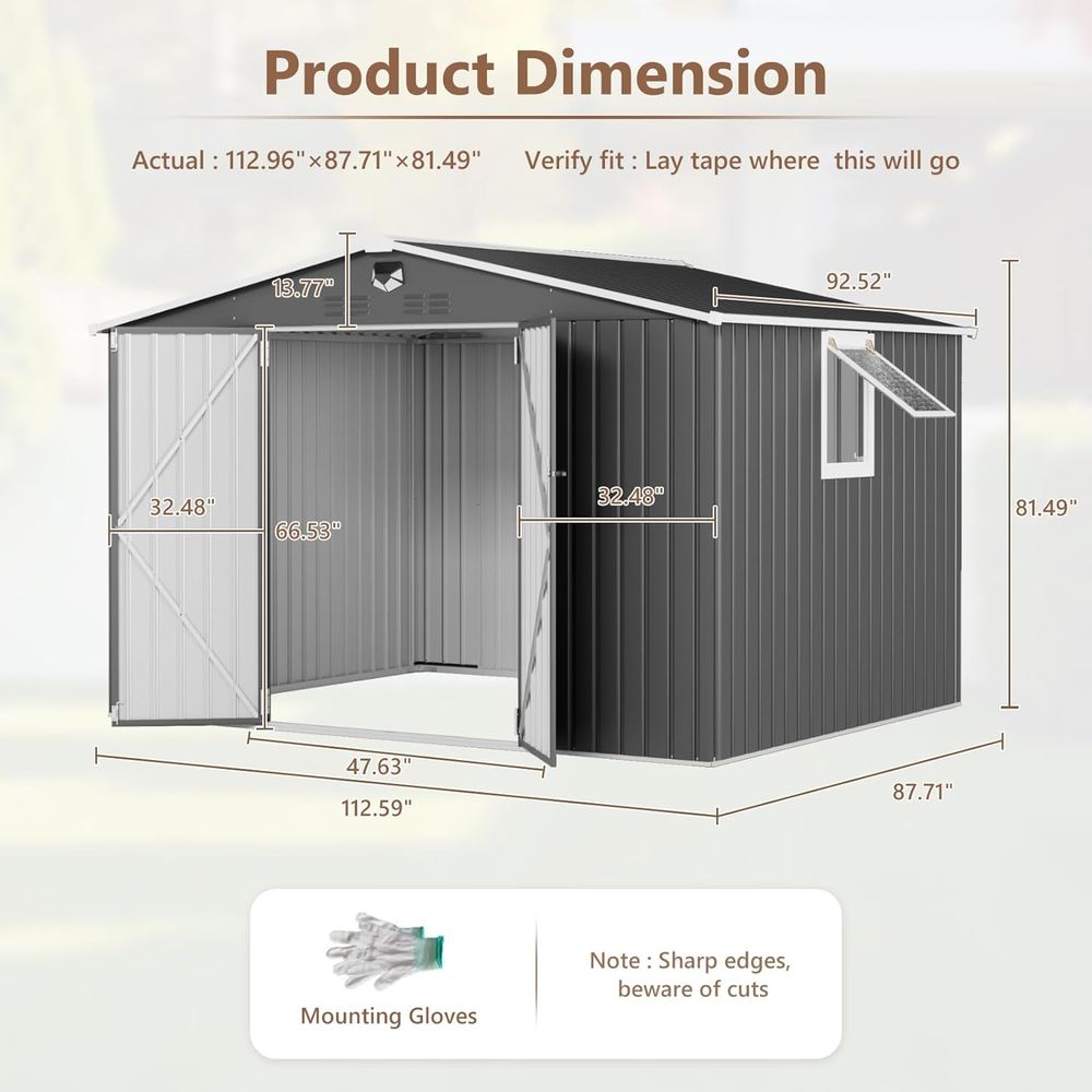 10x8 Outdoor Metal Storage She - Gardening Tools Storage avaliação e preço
