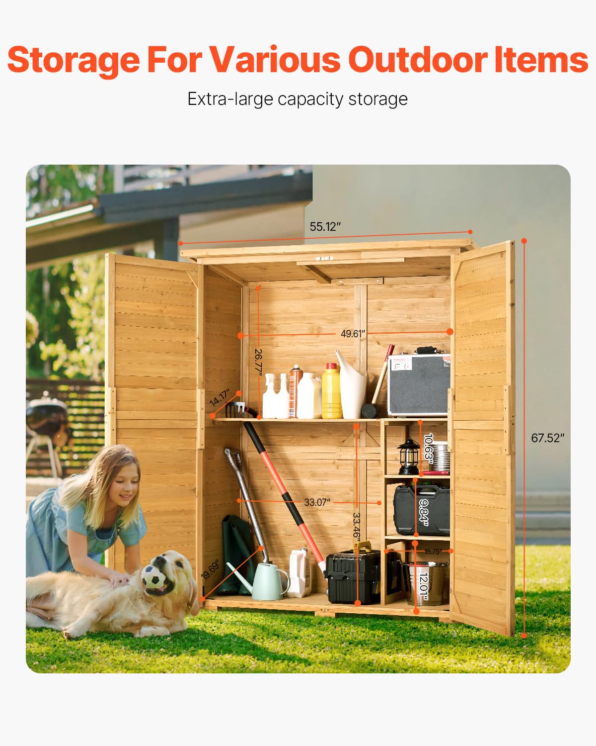 Large Wooden Outdoor Storage S - Gardening Tools Storage avaliação e preço