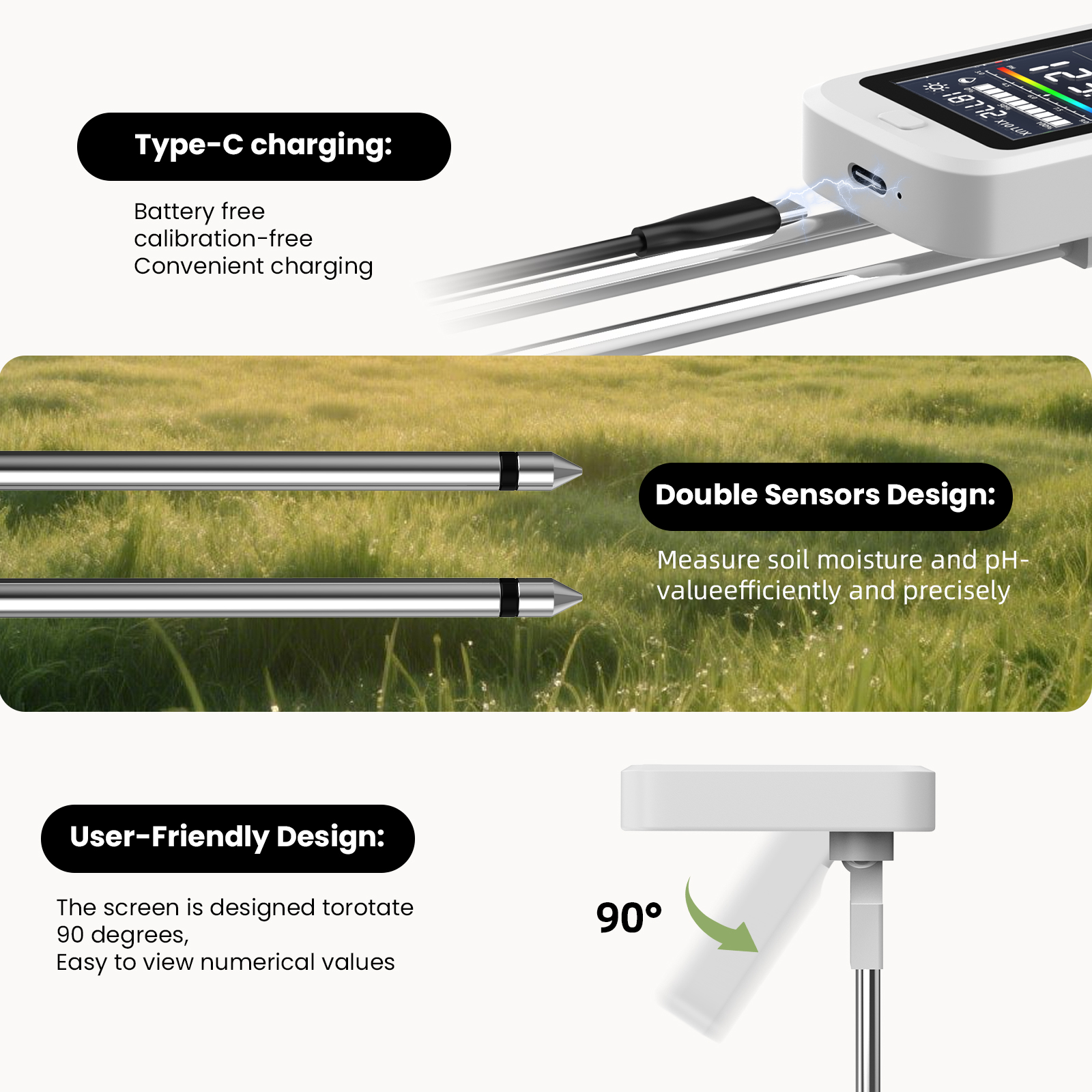 6-in-1 Soil Moisture Meter, Hy - Moisture Meter Plant avaliação e preço