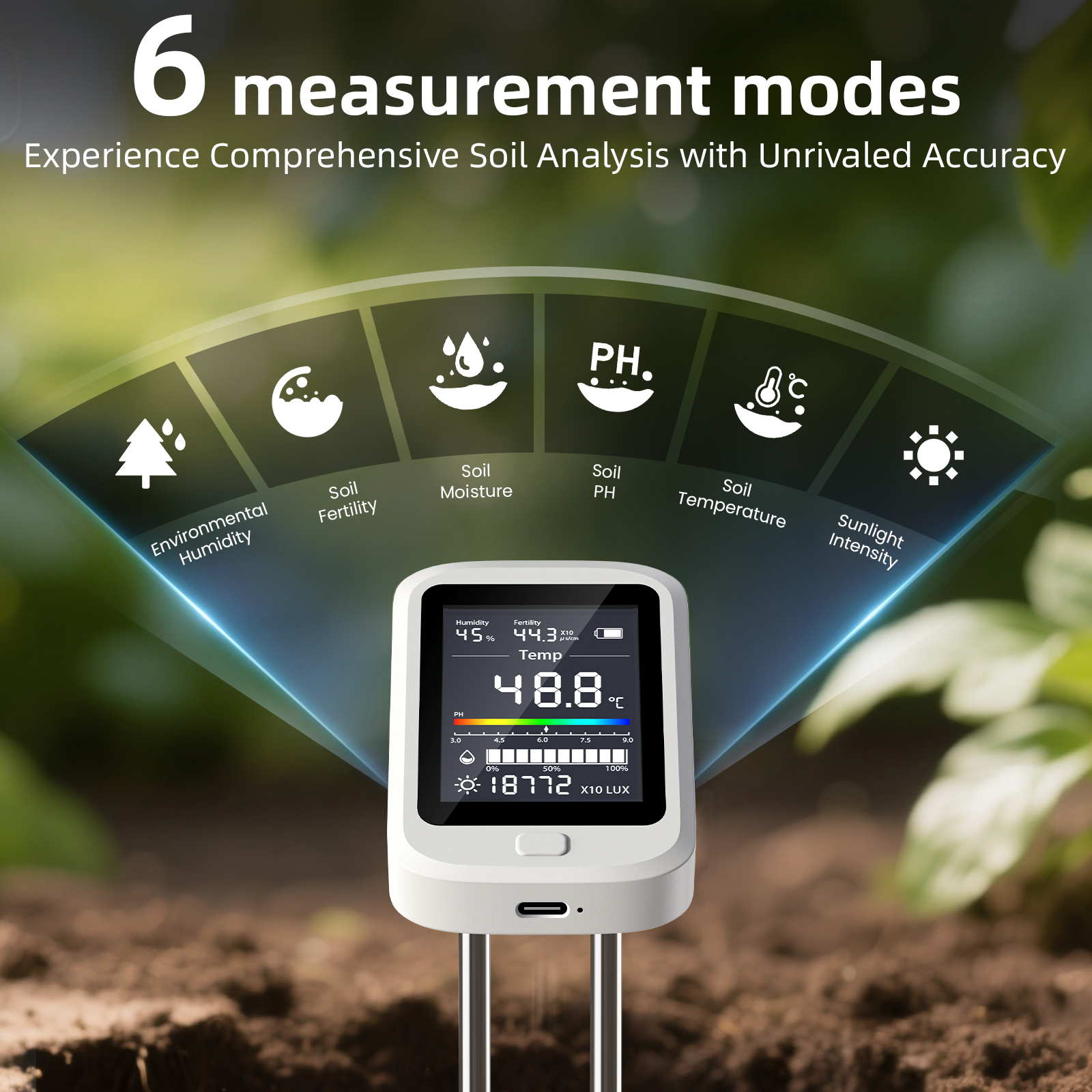 6-in-1 Soil Moisture Meter, Hy - Moisture Meter Plant avaliação e preço