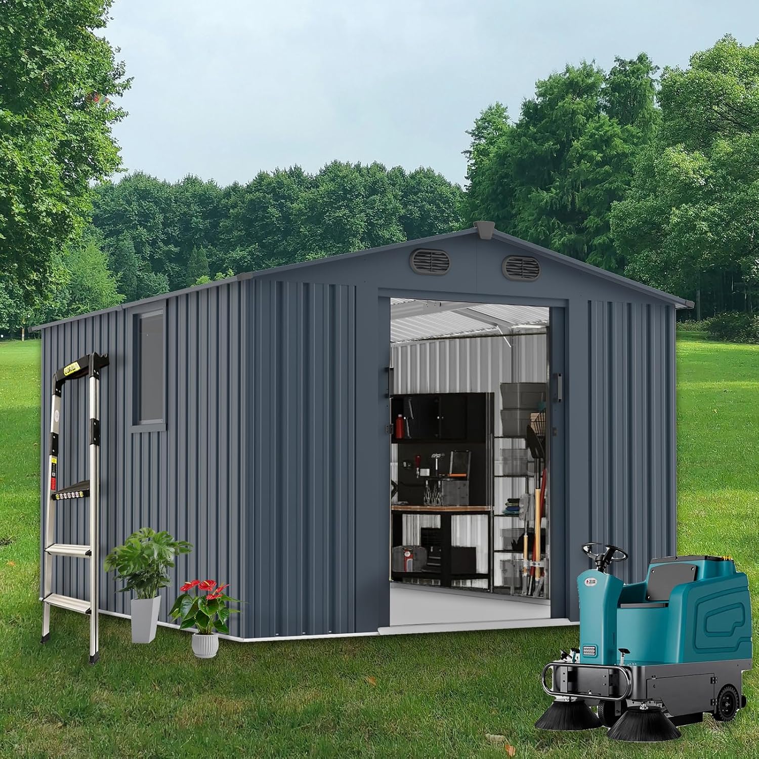 Outdoor Storage Shed 8x10 FT w - Gardening Tools Storage avaliação e preço
