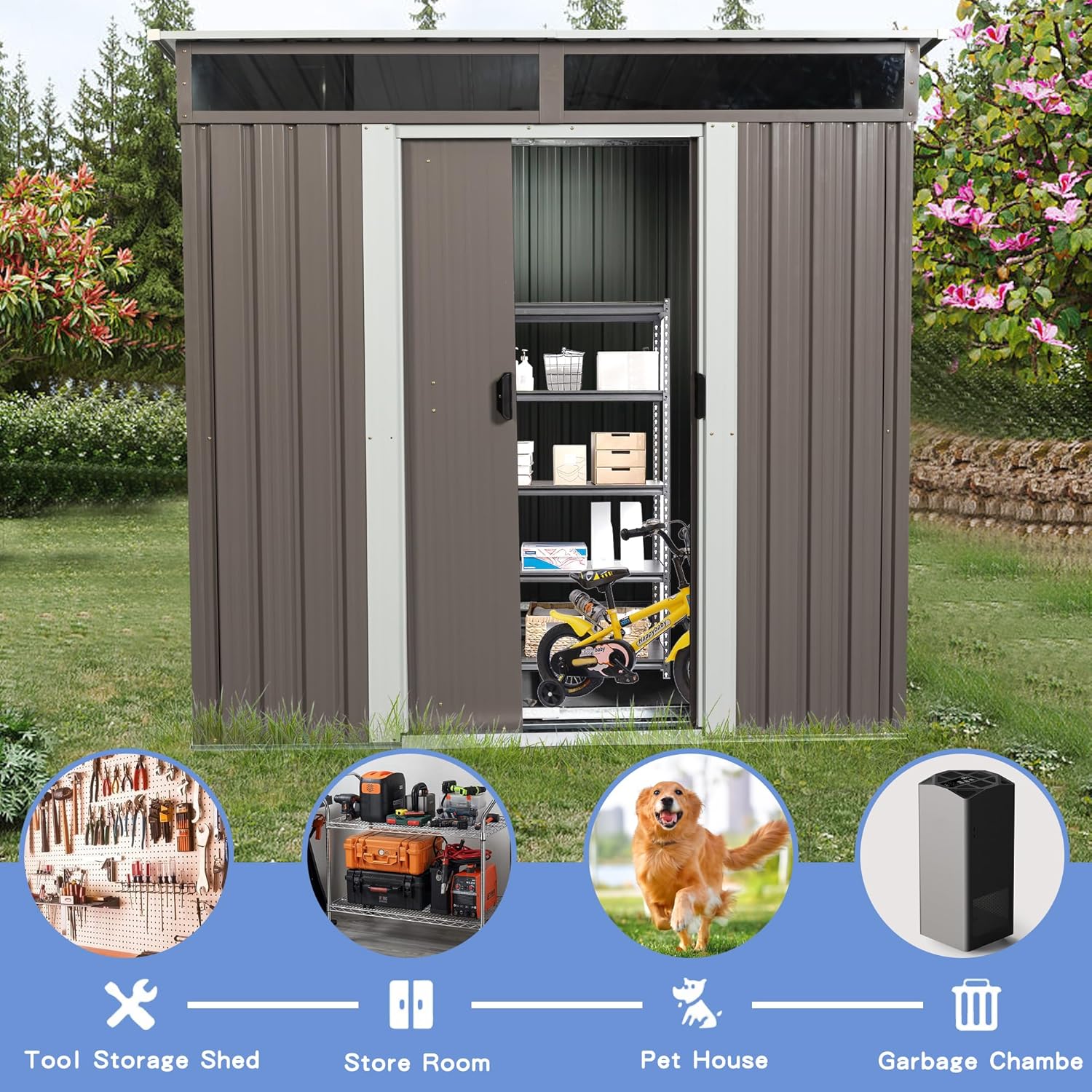 6X5 FT Outdoor Storage Shed, W - Gardening Tools Storage avaliação e preço