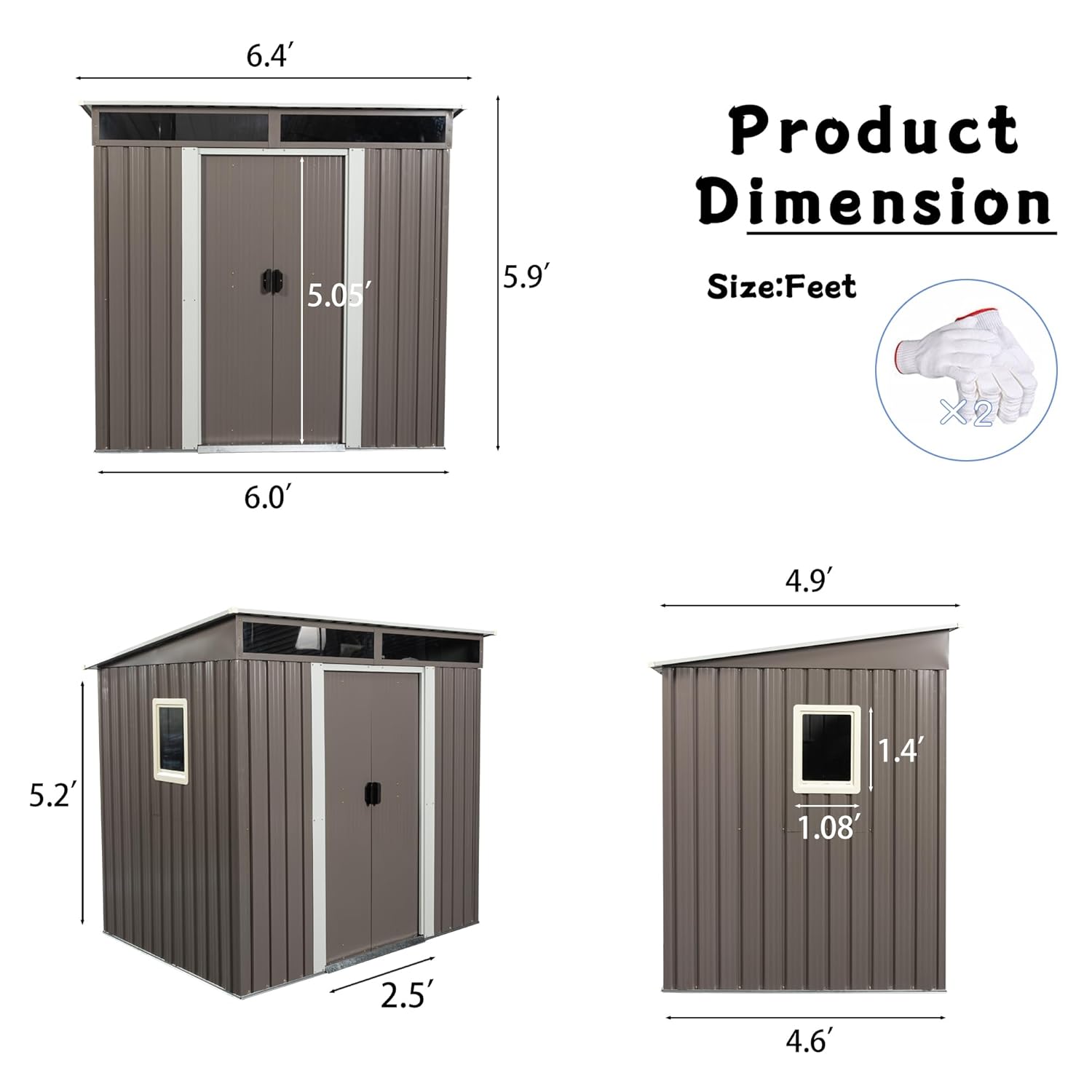6X5 FT Outdoor Storage Shed, W - Gardening Tools Storage avaliação e preço
