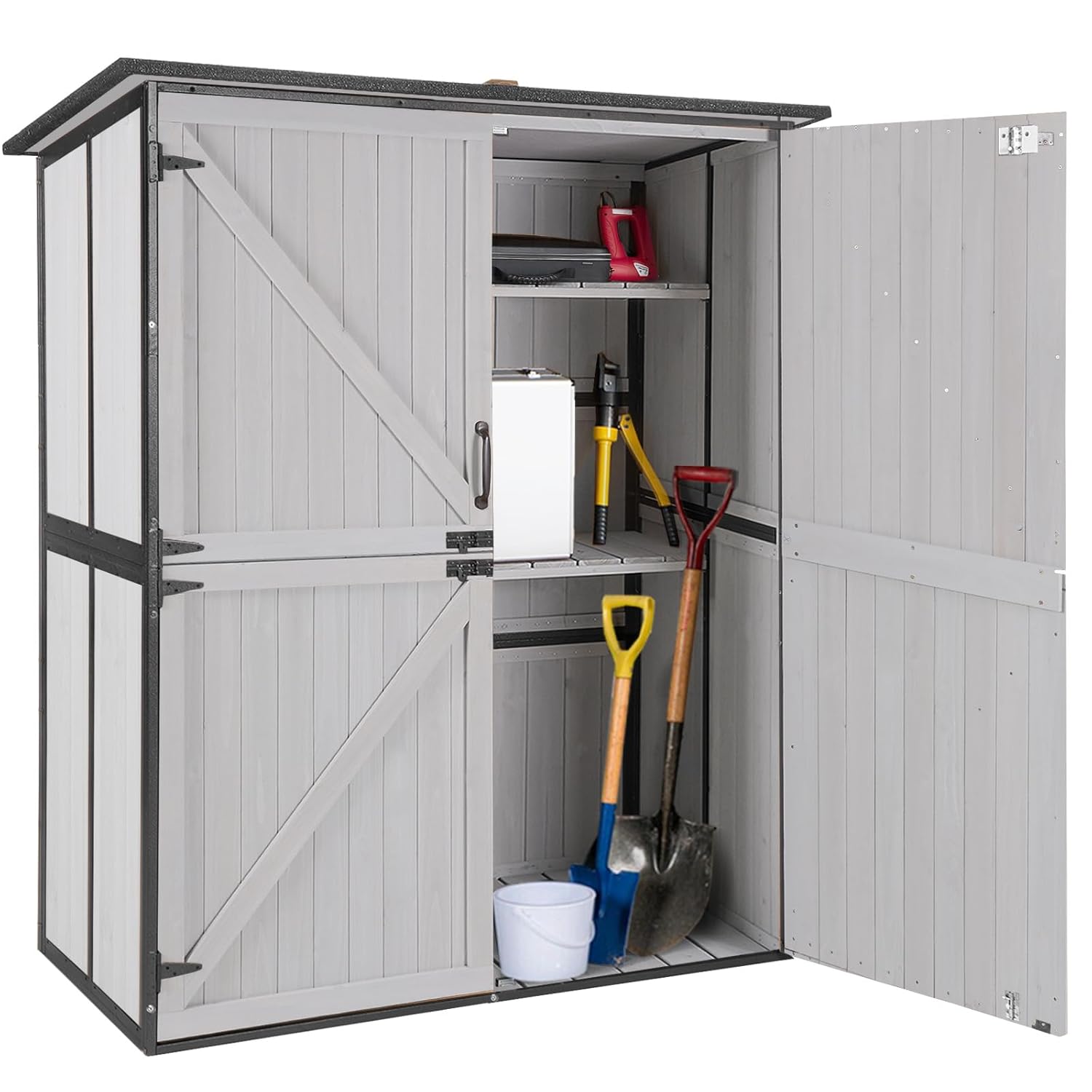 Outdoor Cabinet Storage Shed w - Gardening Tools Storage avaliação e preço