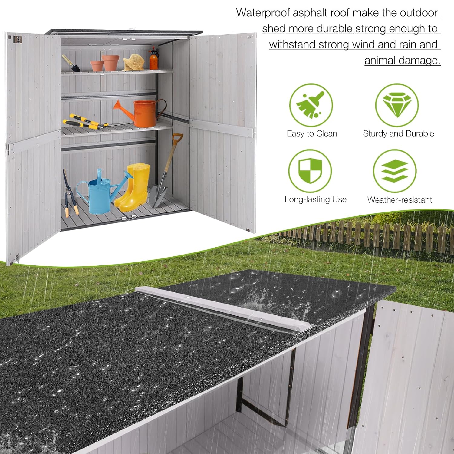 Outdoor Cabinet Storage Shed w - Gardening Tools Storage avaliação e preço