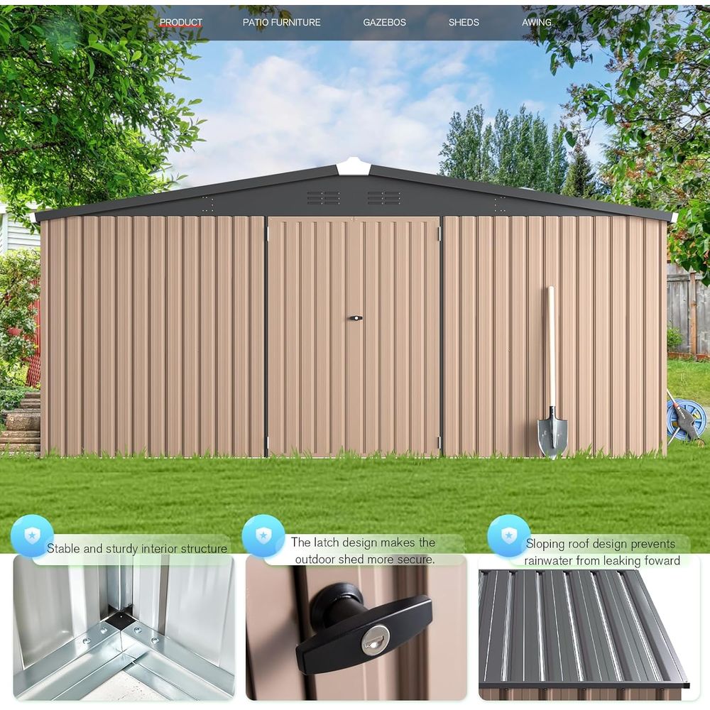 14' x 12' Outdoor Metal Storag - Gardening Tools Storage avaliação e preço