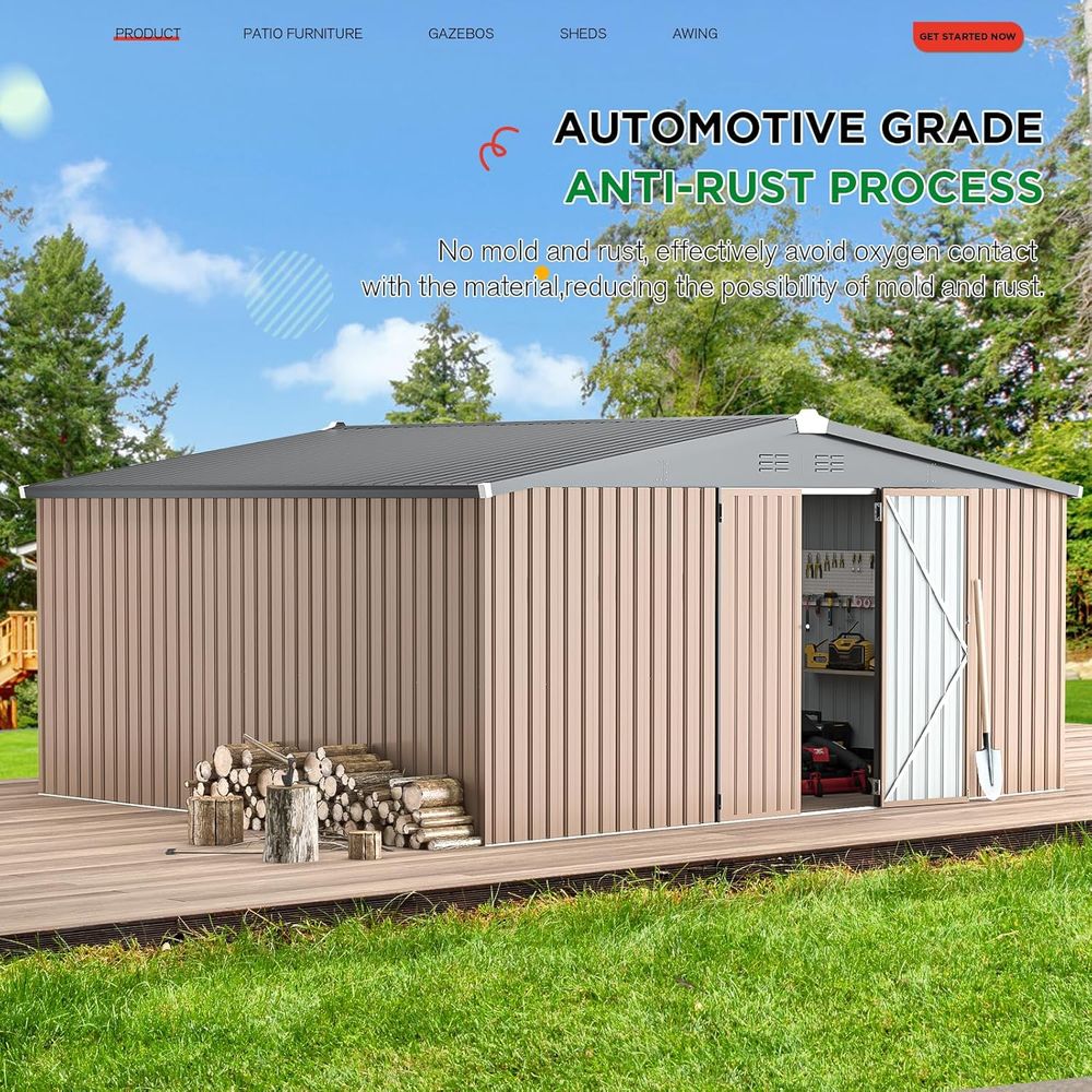 14' x 12' Outdoor Metal Storag - Gardening Tools Storage avaliação e preço