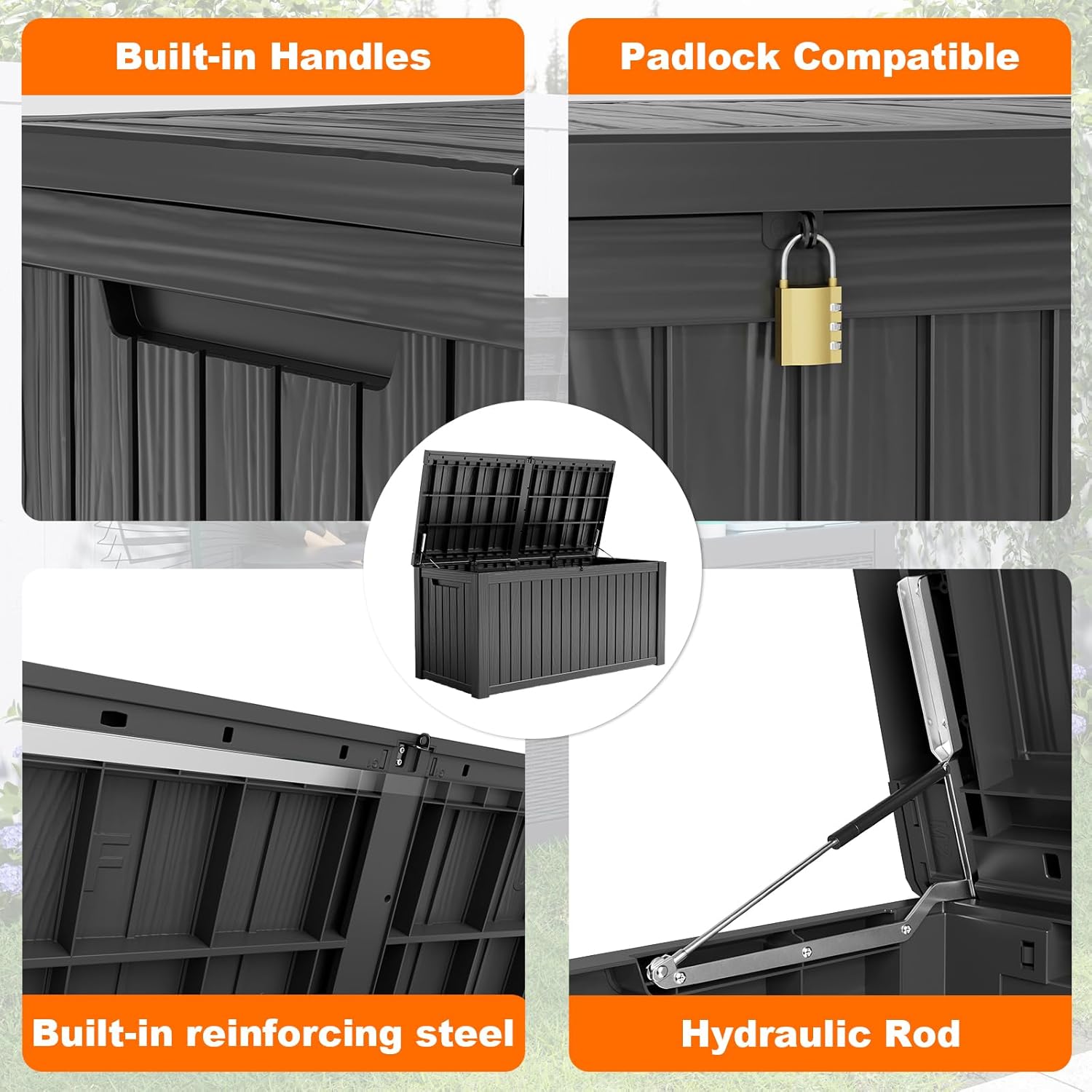 180Gal Lockable Resin Deck Box - Gardening Tools Storage avaliação e preço