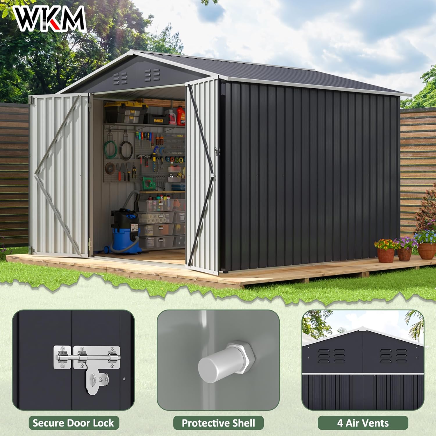 8x8 FT Outdoor Storage Shed, U - Gardening Tools Storage avaliação e preço
