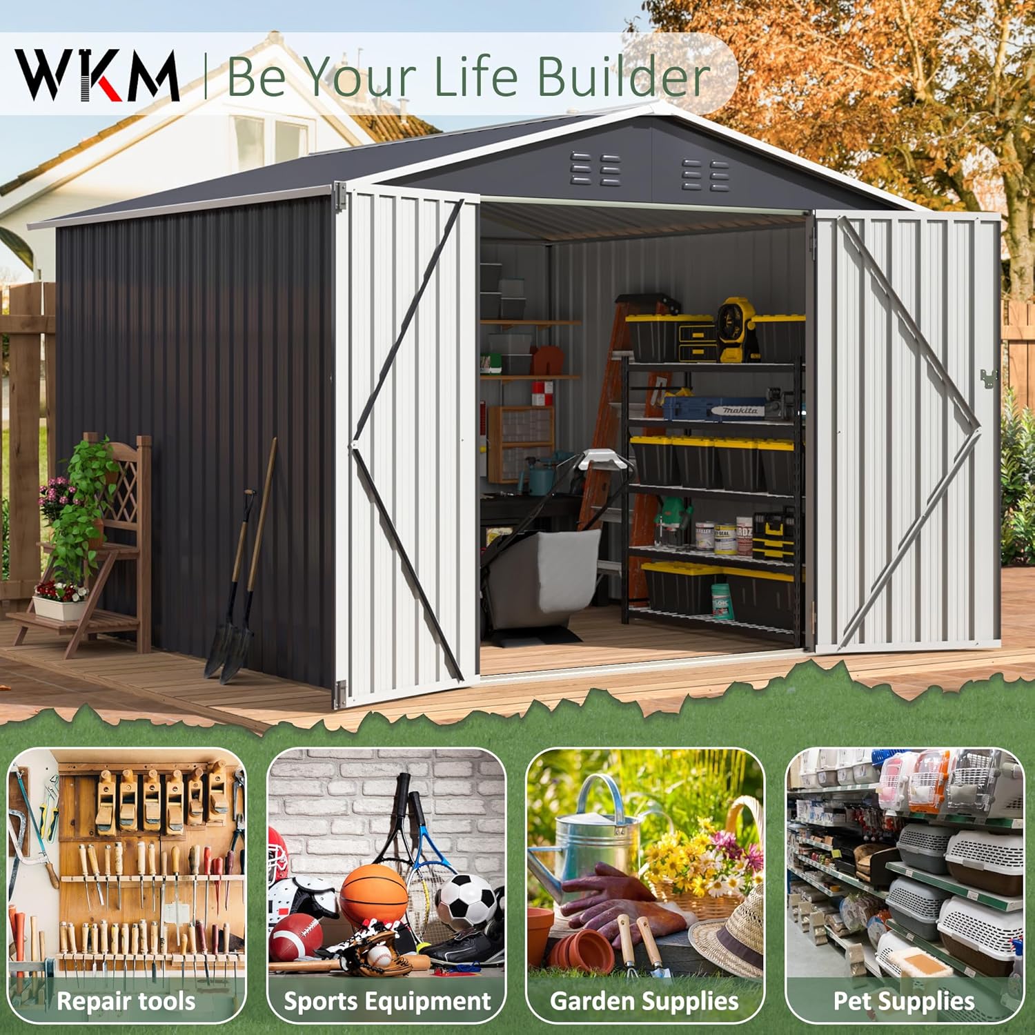 8x8 FT Outdoor Storage Shed, U - Gardening Tools Storage avaliação e preço